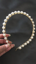Load and play video in Gallery viewer, Pearl headband - Blinging on blue
